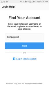 Reset Instagram Password