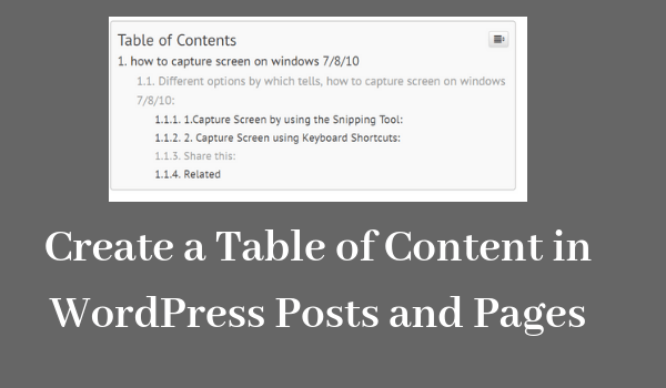 Create a Table of Content in WordPress Posts and Pages