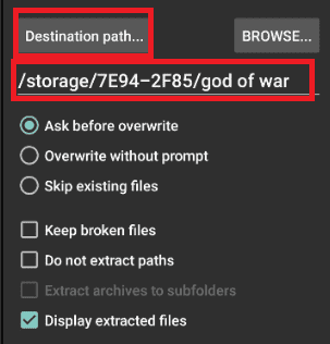 extract god of war rar file