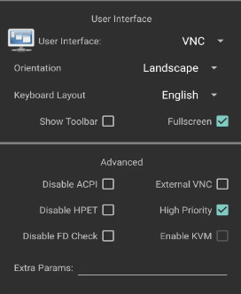 user interface and advance settings