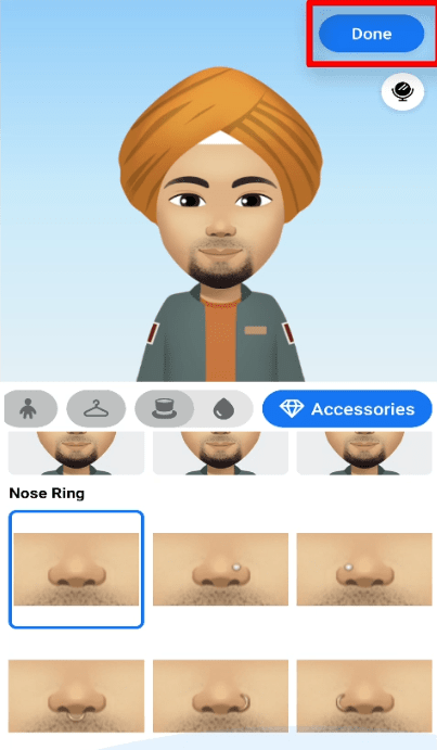 click on done after creating your avatar