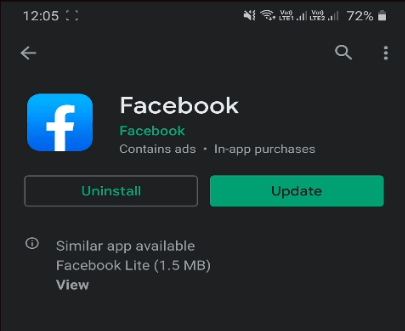update the facebook app