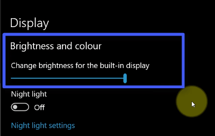 brightness option is also visible is the display settings