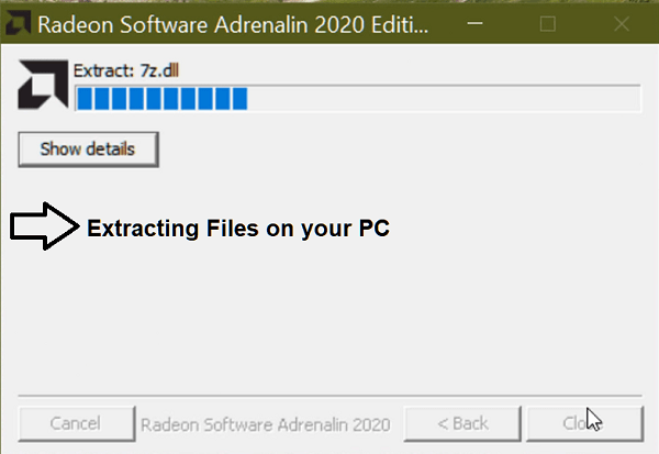 Radeon software extracting files