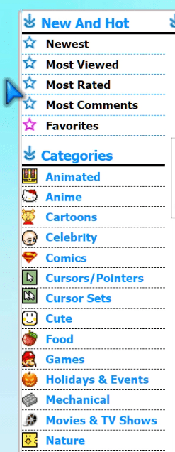 cursors categories
