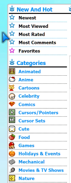 cursors categorieën